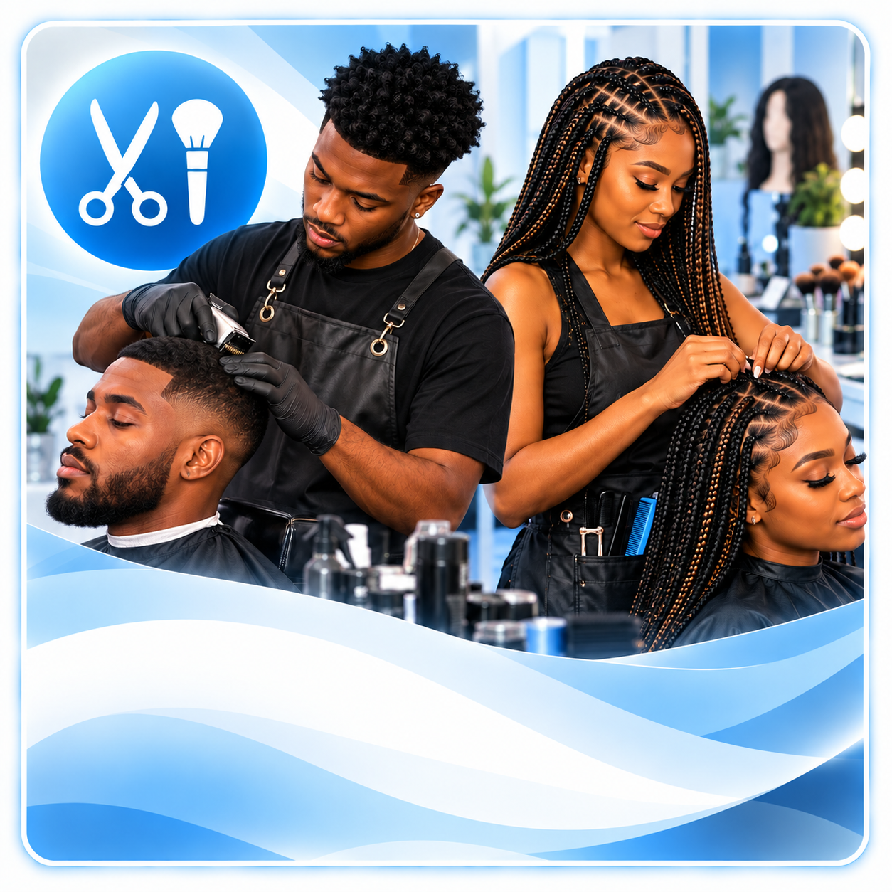 Beauty professionals providing hair and grooming services